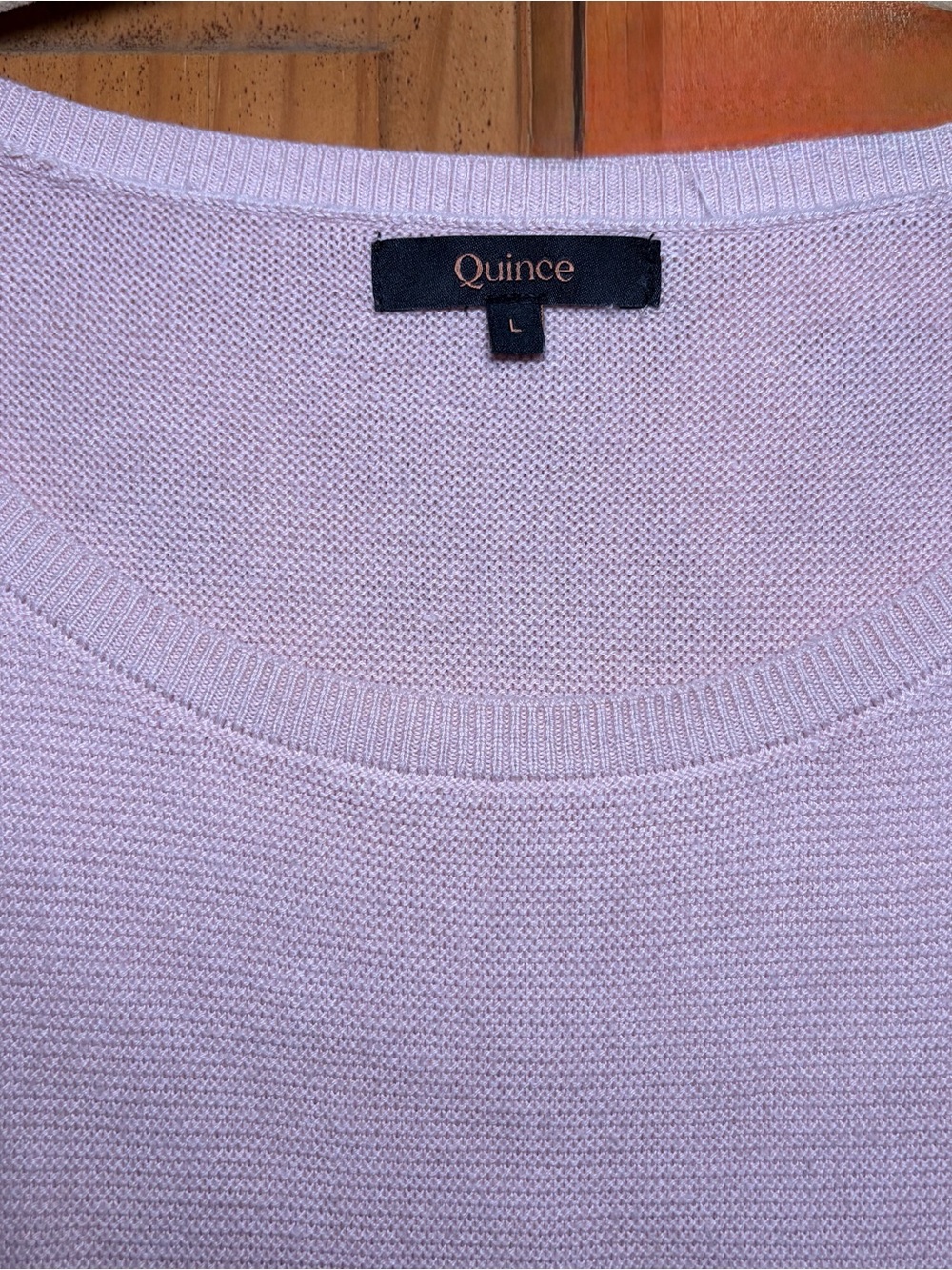 Quince Lightweight Cotton Cashmere Link-Stitch Dolman Sweater Large Pink - Picture 5 of 6